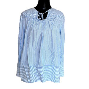 Crown & Ivy Striped Preppy Beach Seersucker Tie Top